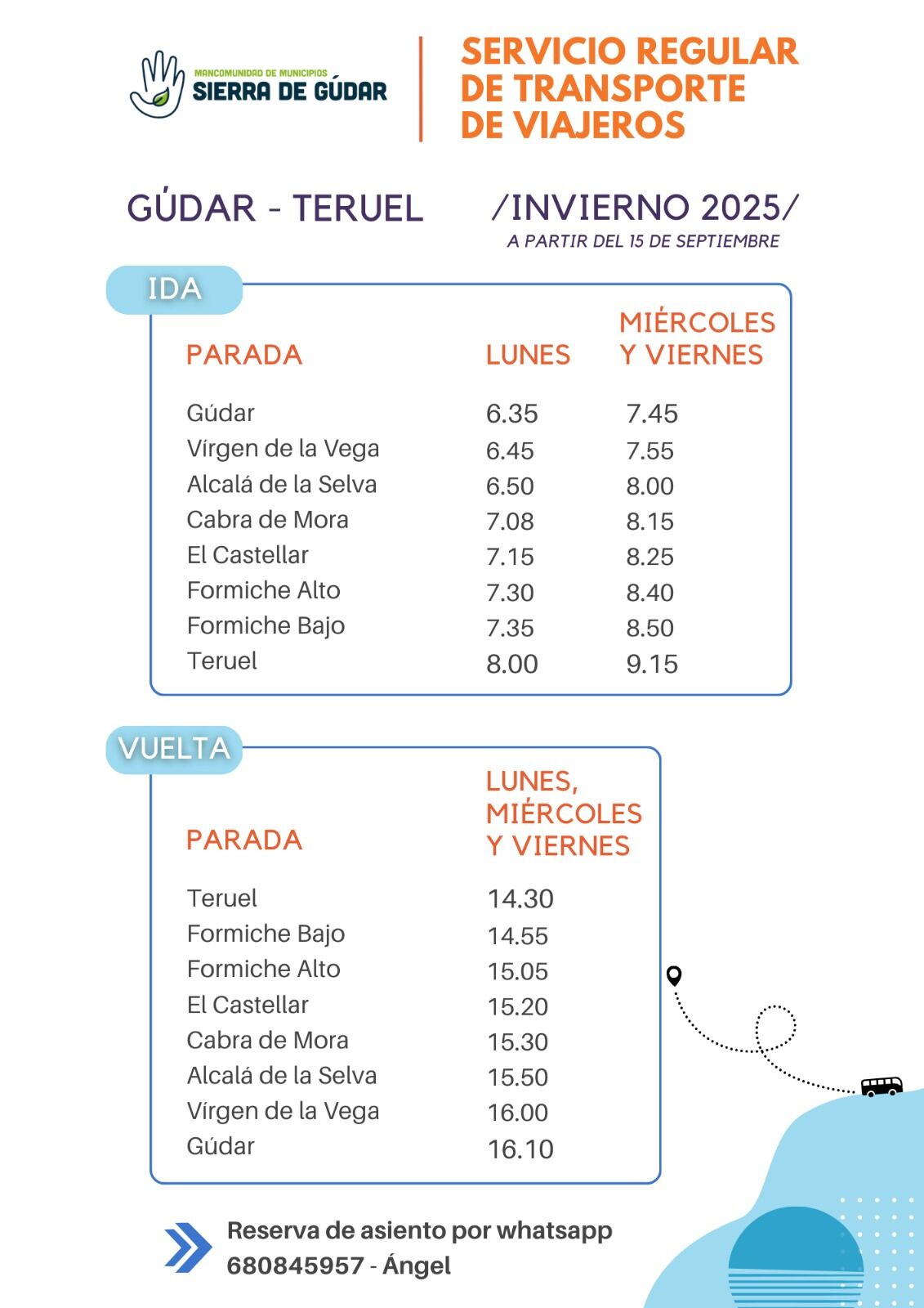 Horario bus Teruel